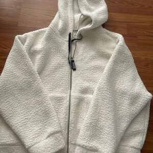 Victoria secret pink Sherpa full zip up hoodie jacket size large color white